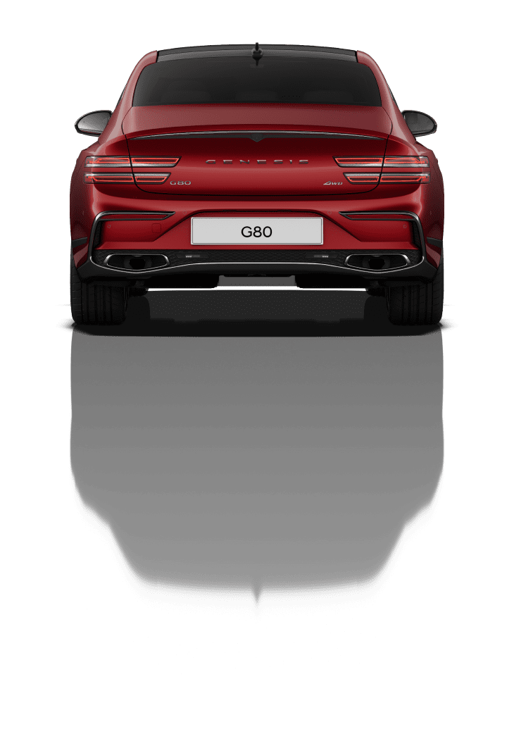 Rear angle of Cavendish Red G80 Sport