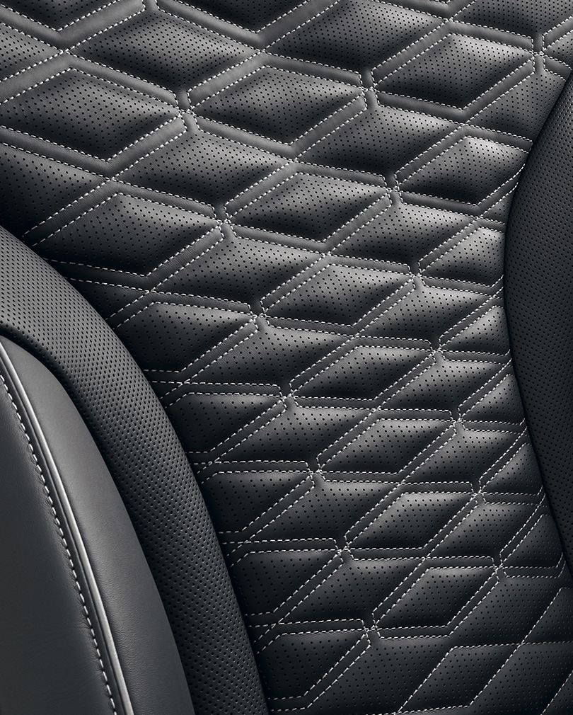 A close-up of the exclusive Prime Nappa Leather Seat inside the G80 Sport.