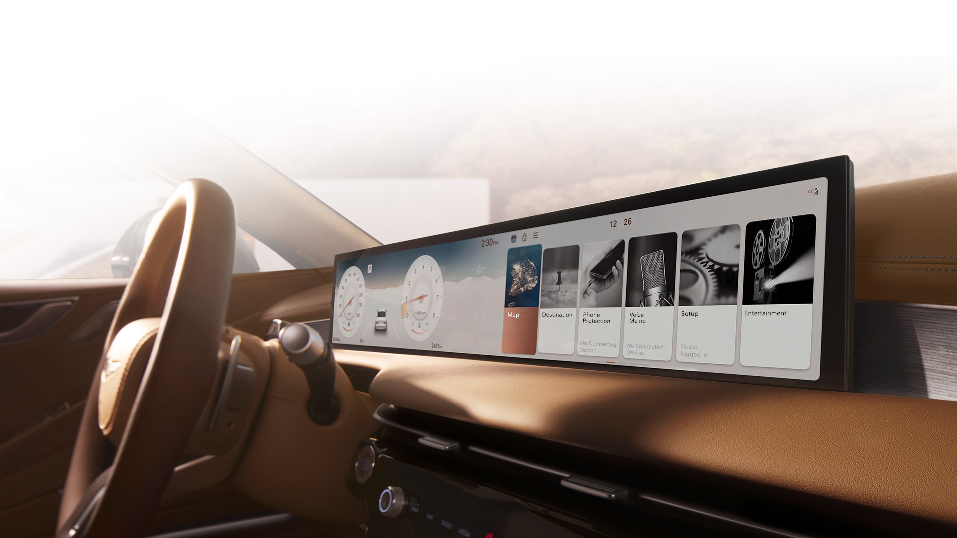 The 27-inch OLED display inside G80.