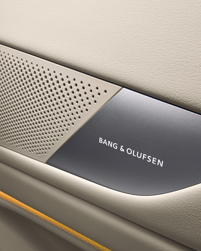  A close-up of a Bang & Olufsen speaker.