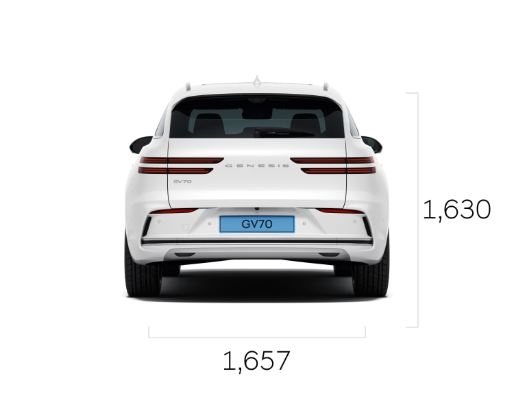 The rear of the Electrified GV70 is shown.