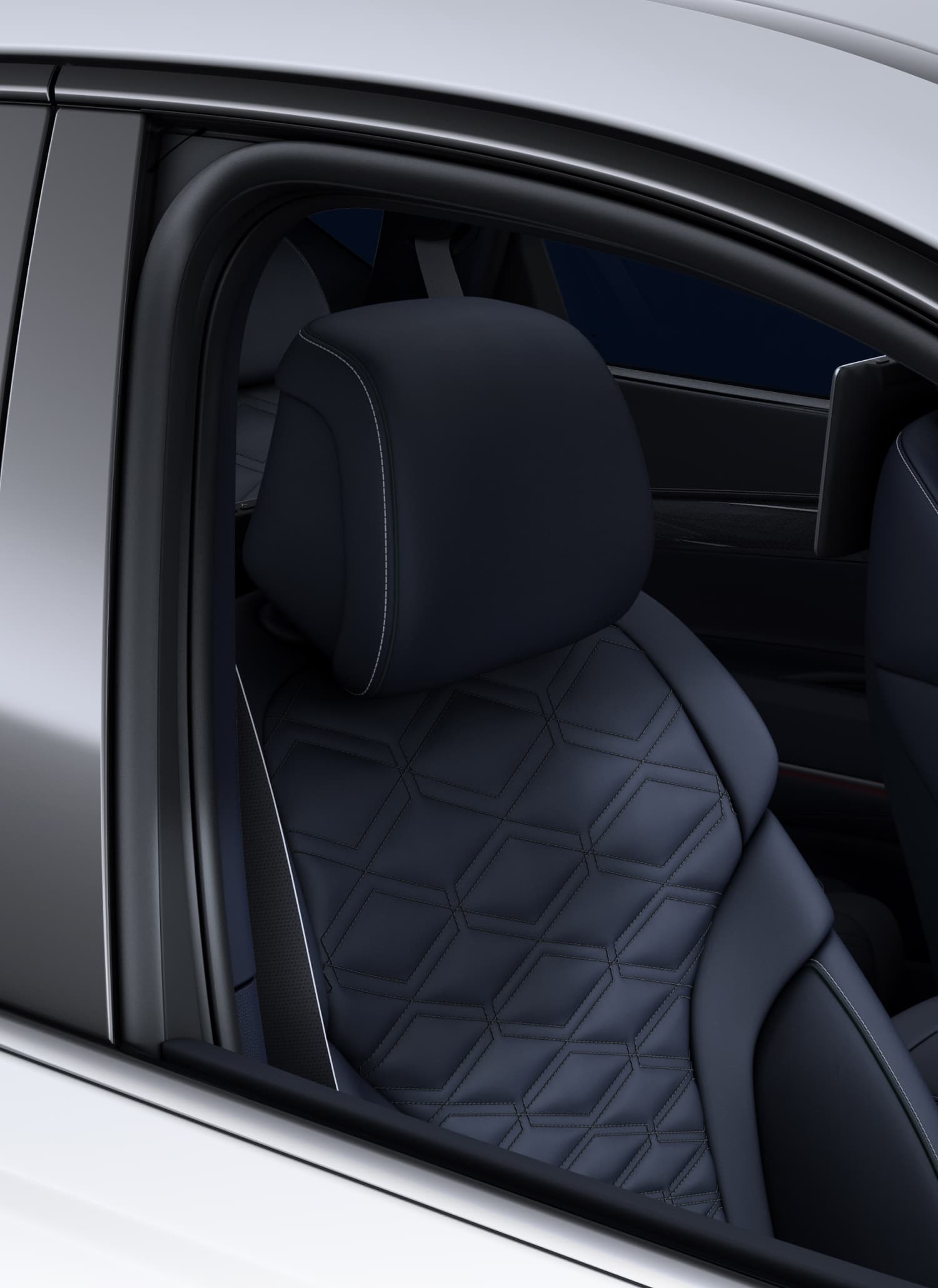 The passenger seat seen from outside the vehicle.