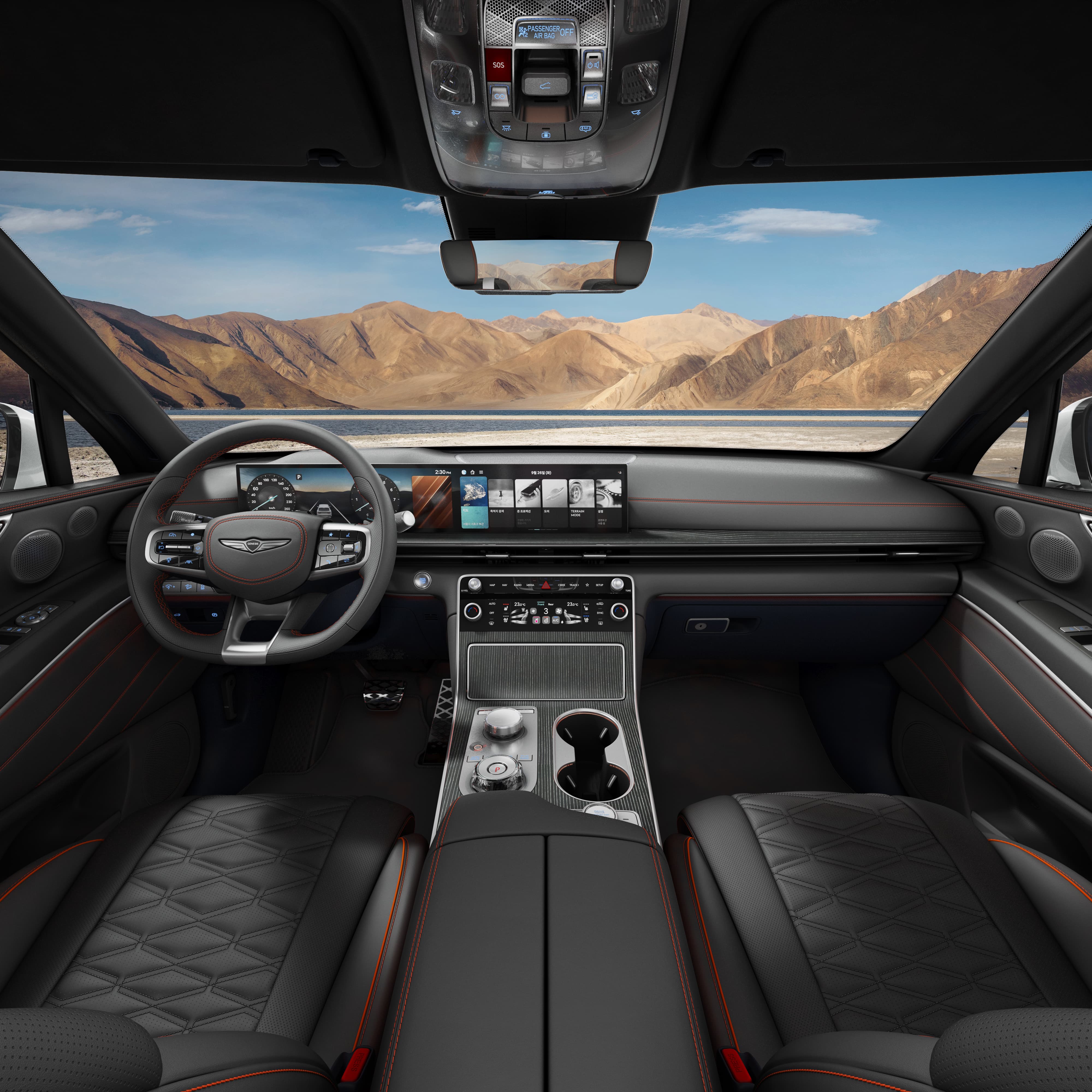The Obsidian Black Mono-tone GV80 Coupe interior.