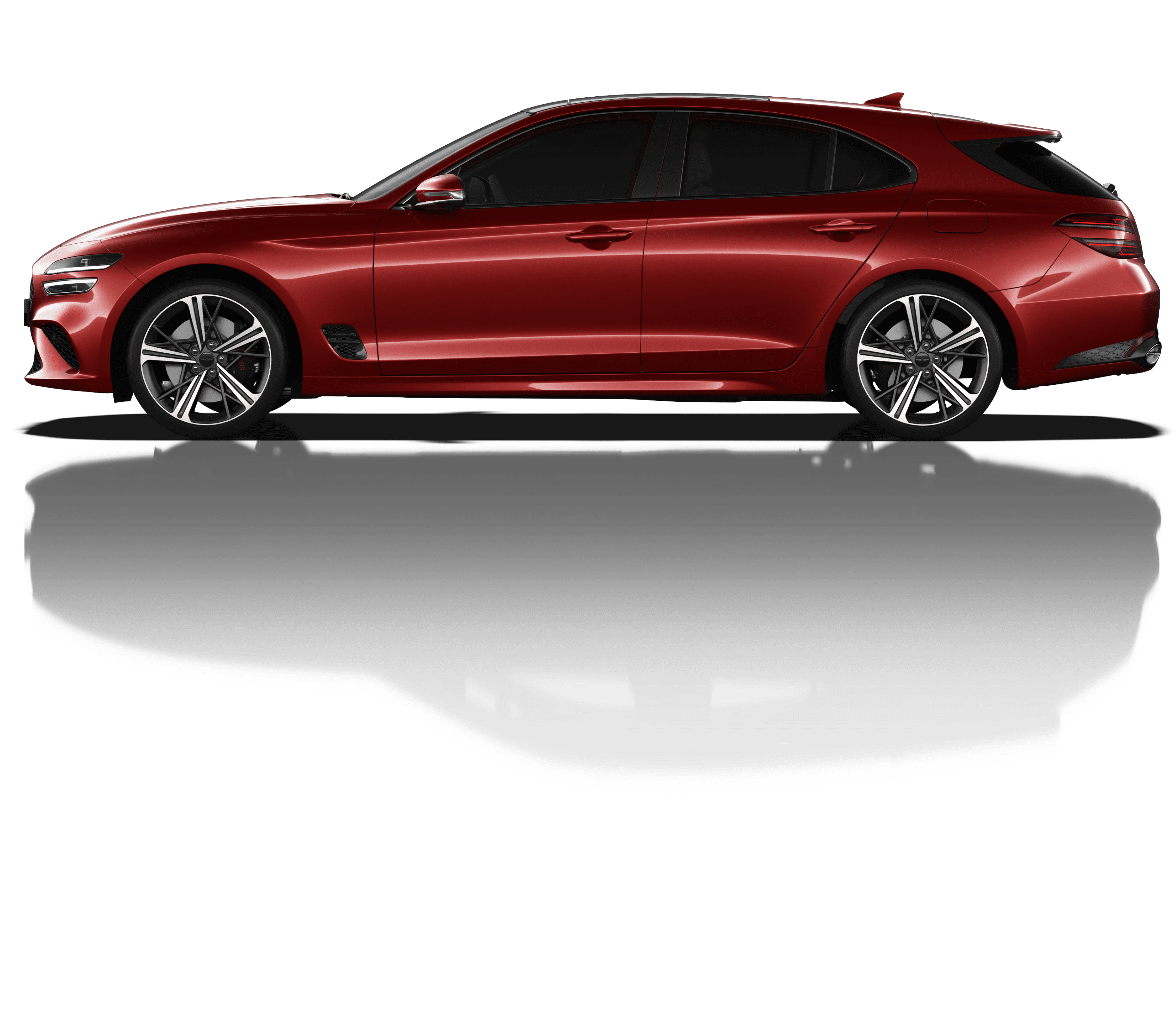 The side of the G70 Shooting Brake Sport model in Cavendish Red.