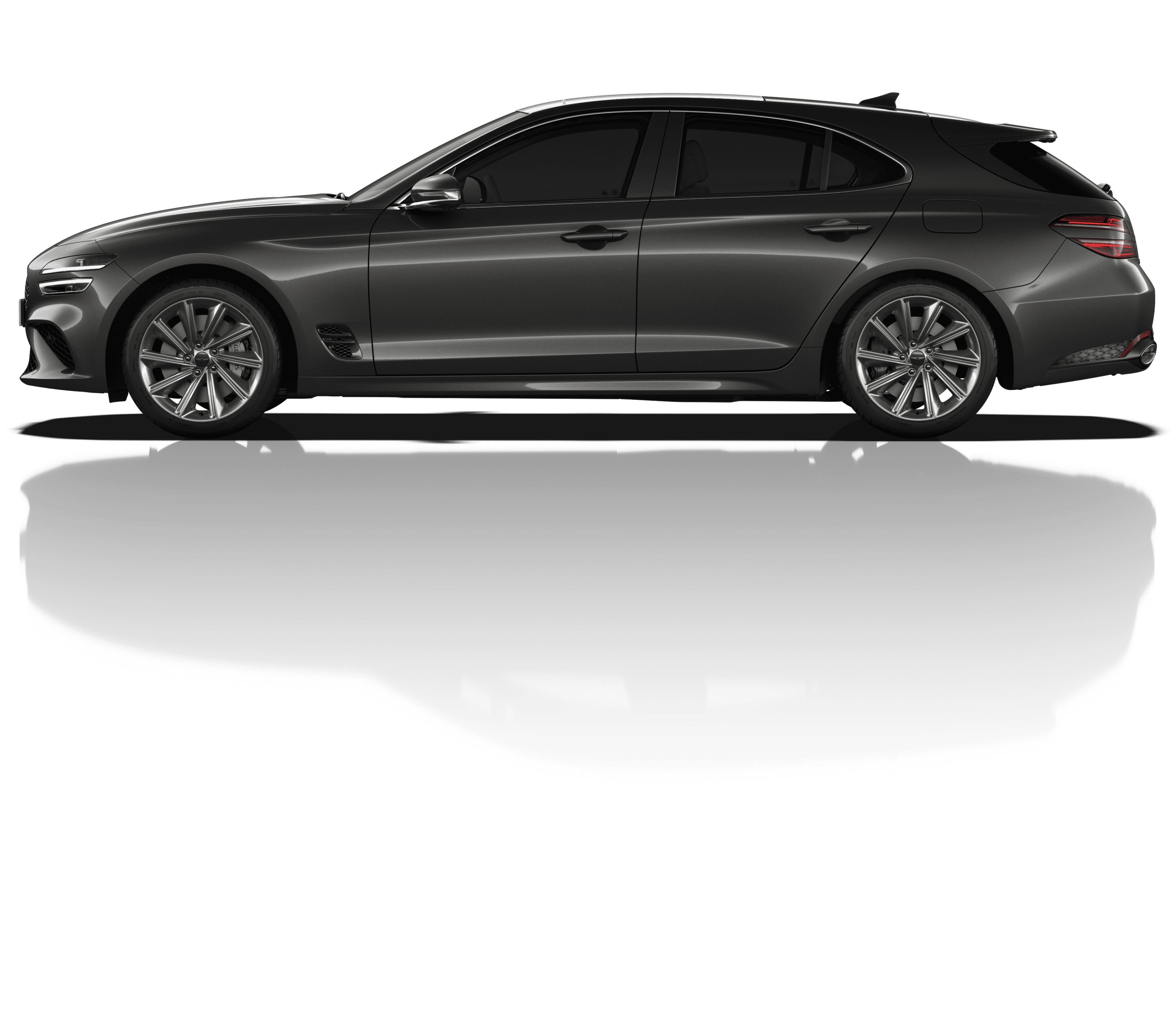 The left front of the G70 Shooting Brake standard model in Vik Black.