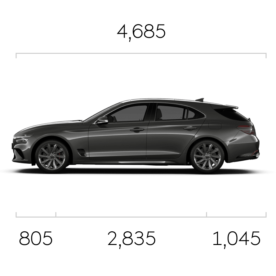 The front, side and rear of the Vik Black G70 Shooting Brake are shown in that order.