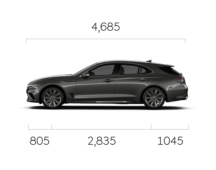 The front, side and rear of the Vik Black G70 Shooting Brake are shown in that order.