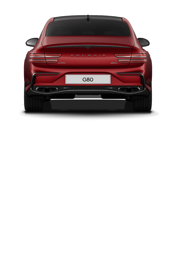 Cavendish Red G80 Sport Model seen from the rear.