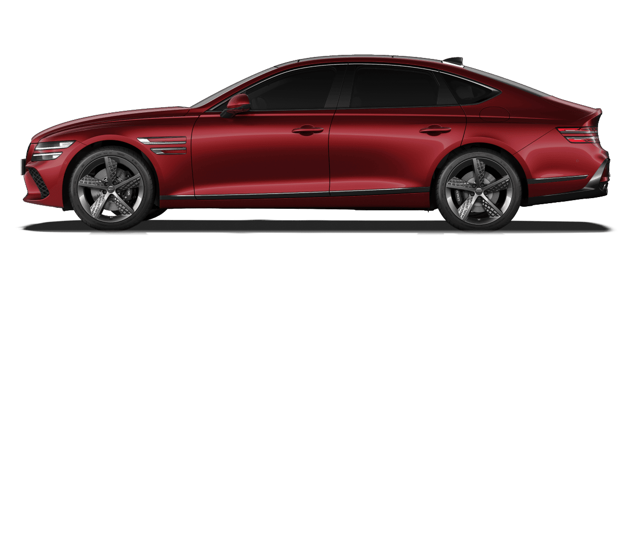 Cavendish Red G80 Sport Model seen from the side.