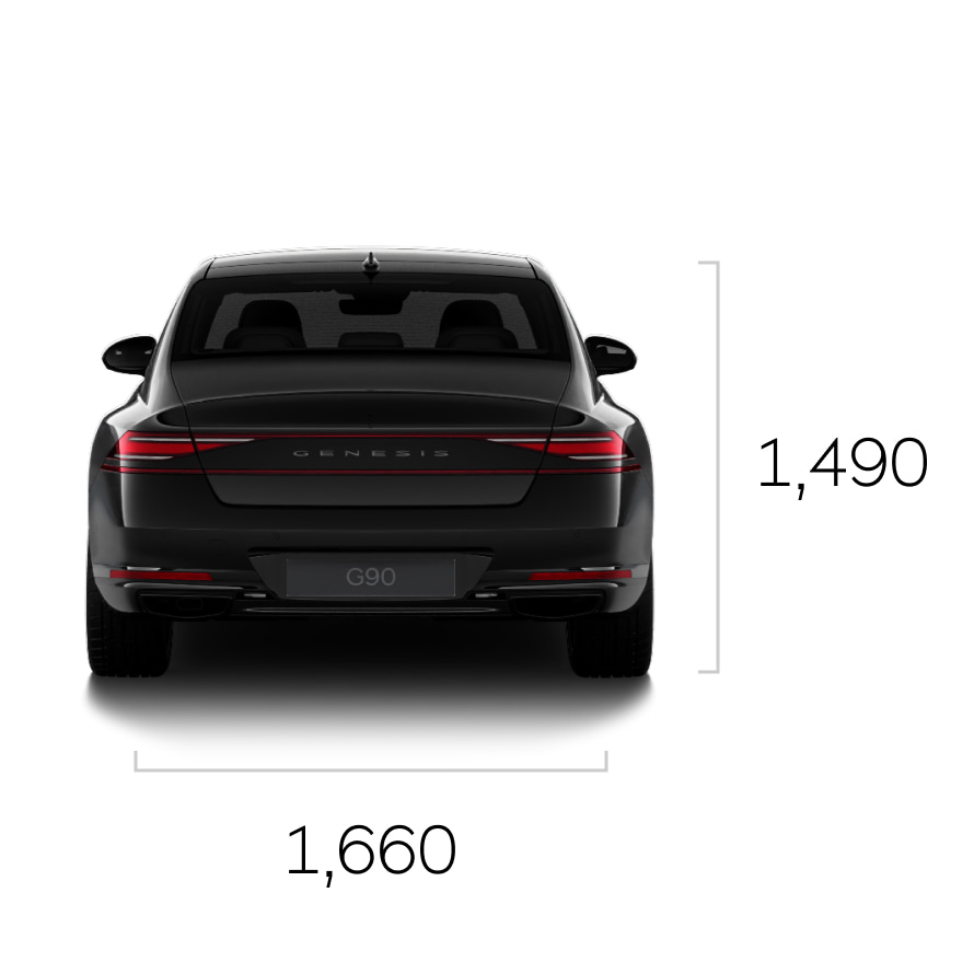 Rear view of the G90 Long Wheel Base Black.
