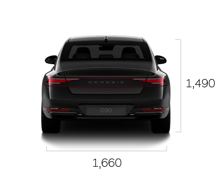 Rear view of the G90 Long Wheel Base Black.