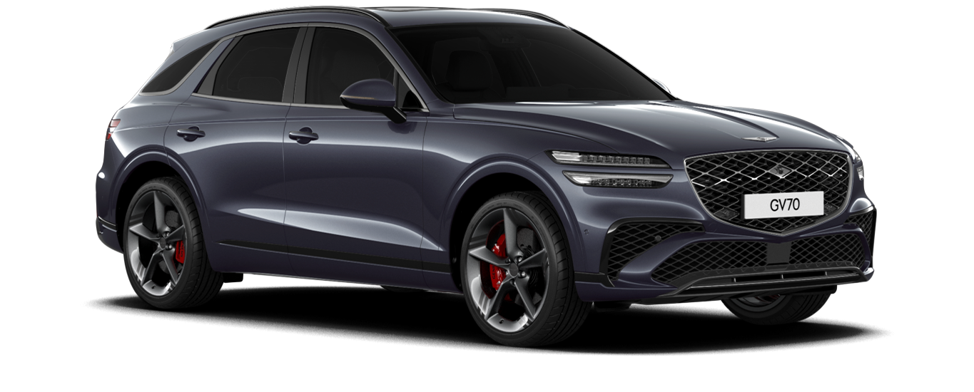  GV70 sport model in Glossy Ceres Blue color.
